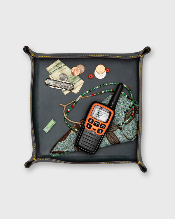 Sid Mashburn Large Tray In Bottle Green Leather