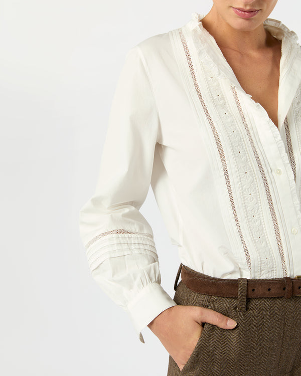 Sid Mashburn Lina Blouse In Ivory Poplin