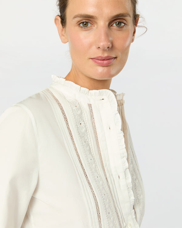 Sid Mashburn Lina Blouse In Ivory Poplin