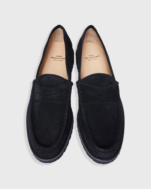 Sid Mashburn Lug Sole Loafer In Black Suede