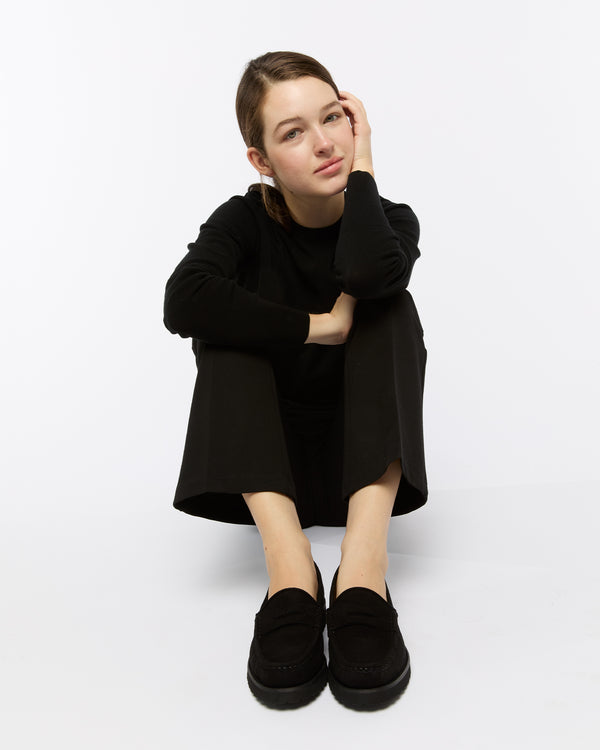 Sid Mashburn Lug Sole Loafer In Black Suede