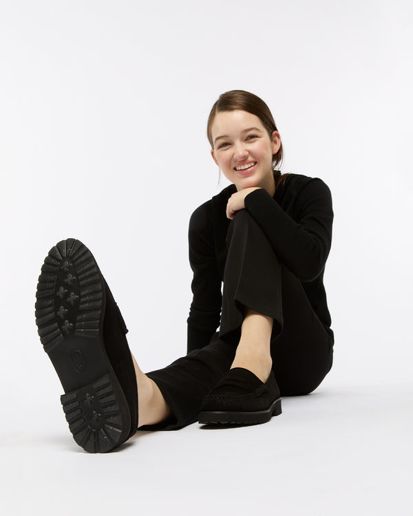 Sid Mashburn Lug Sole Loafer In Black Suede