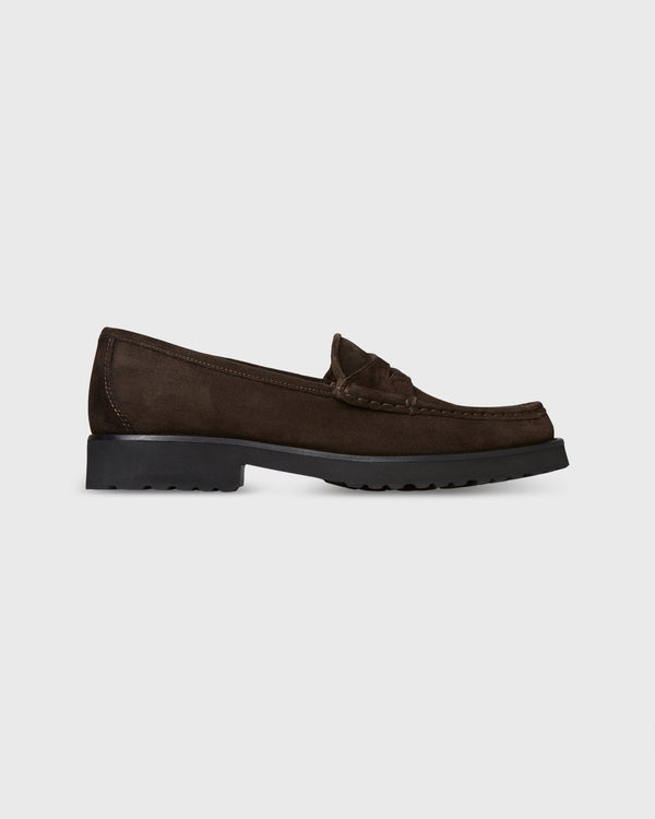 sid mashburn Lug Sole Loafer in Chocolate Suede