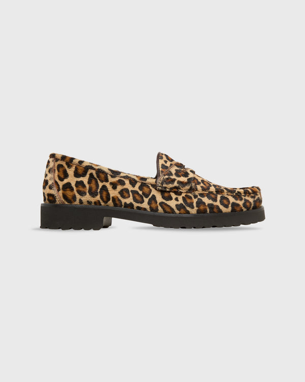 sid mashburn Lug Sole Loafer in Leopard Pony
