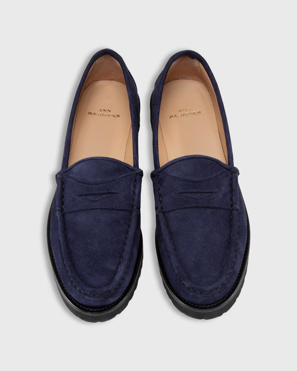 Sid Mashburn Lug Sole Loafer In Navy Suede