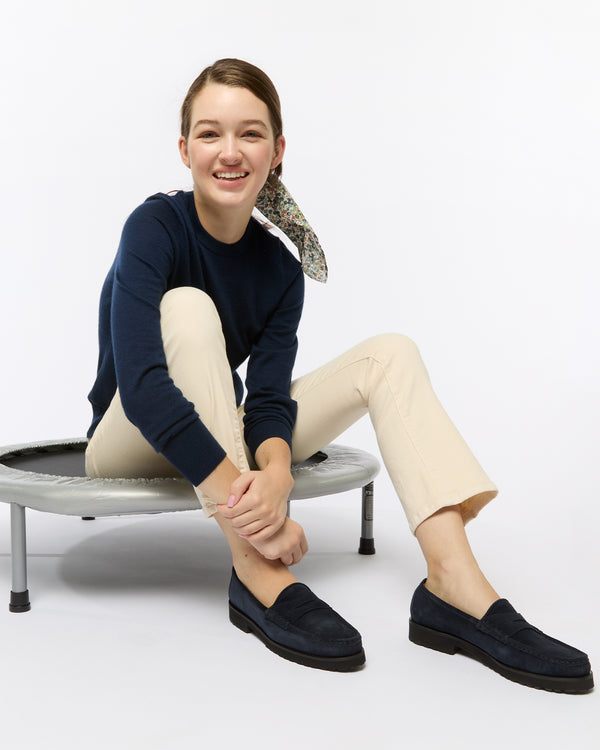 Sid Mashburn Lug Sole Loafer In Navy Suede