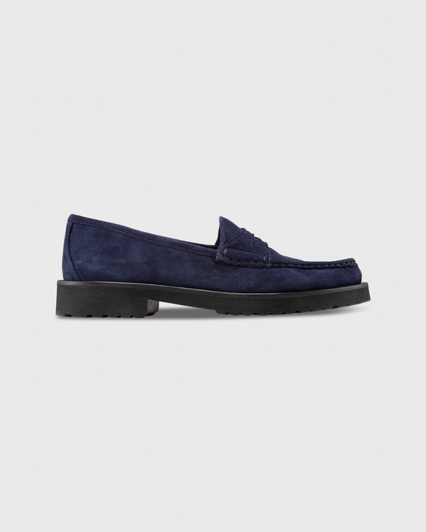 sid mashburn Lug Sole Loafer in Navy Suede