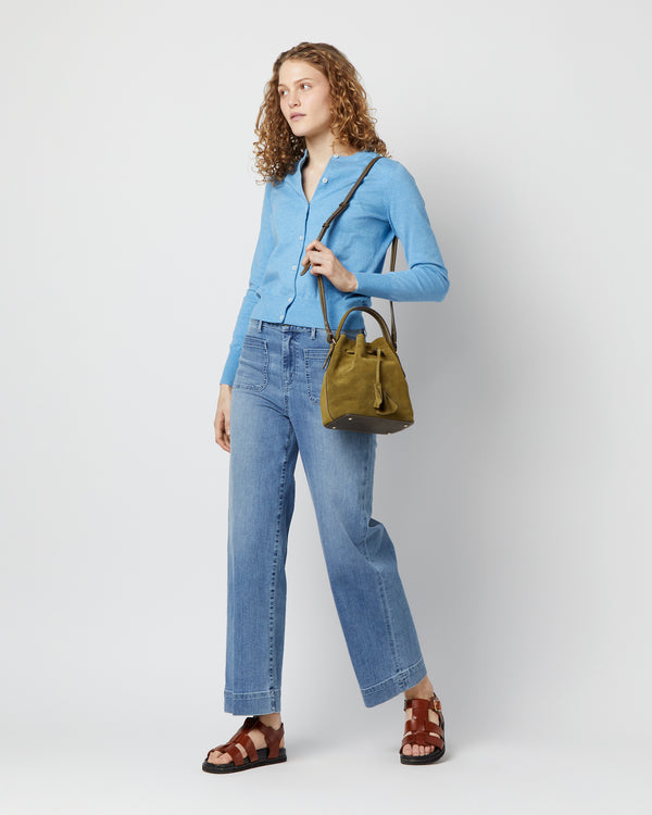 Sid Mashburn Lulu Bucket Bag In Olive Suede