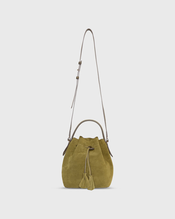sid mashburn Lulu Bucket Bag in Olive Suede