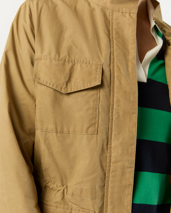 Sid Mashburn M65 Jacket In Khaki Dry Waxed Poplin