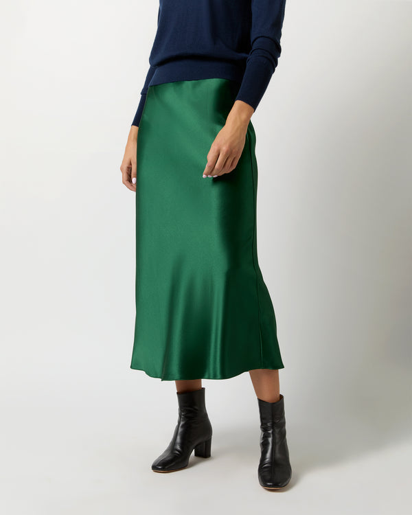 Sid Mashburn Mare Skirt In Forest Silk Charmeuse