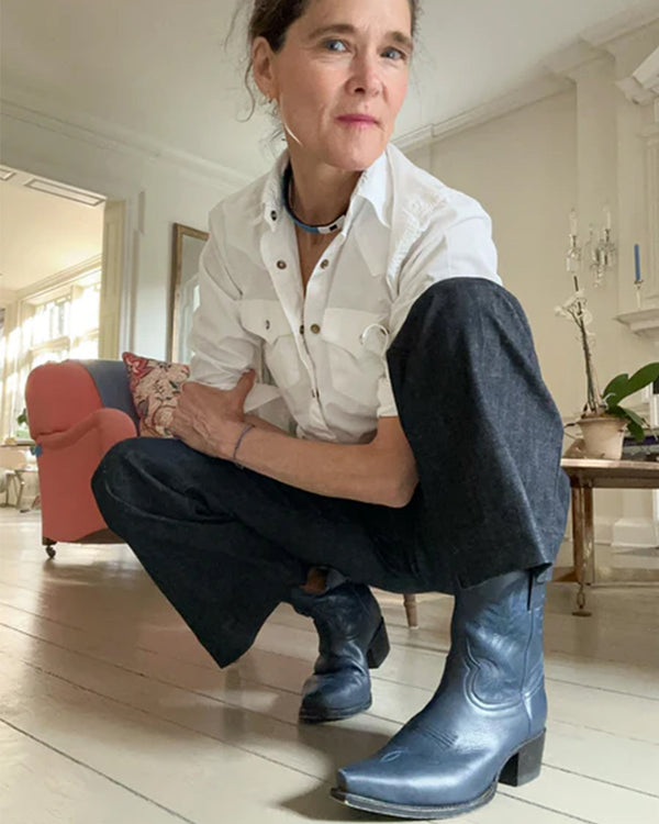Sid Mashburn Marie Cowboy Boot In Navy Leather