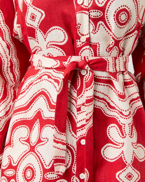 Sid Mashburn Meaza Button Up Dress In Niku Red