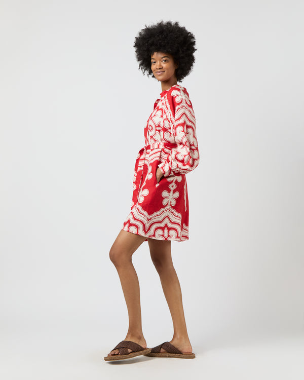 Sid Mashburn Meaza Button Up Dress In Niku Red