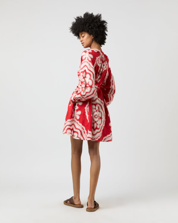Sid Mashburn Meaza Button Up Dress In Niku Red