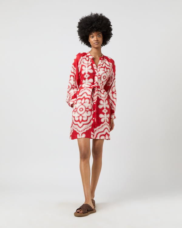 sid mashburn Meaza Button Up Dress in Niku Red