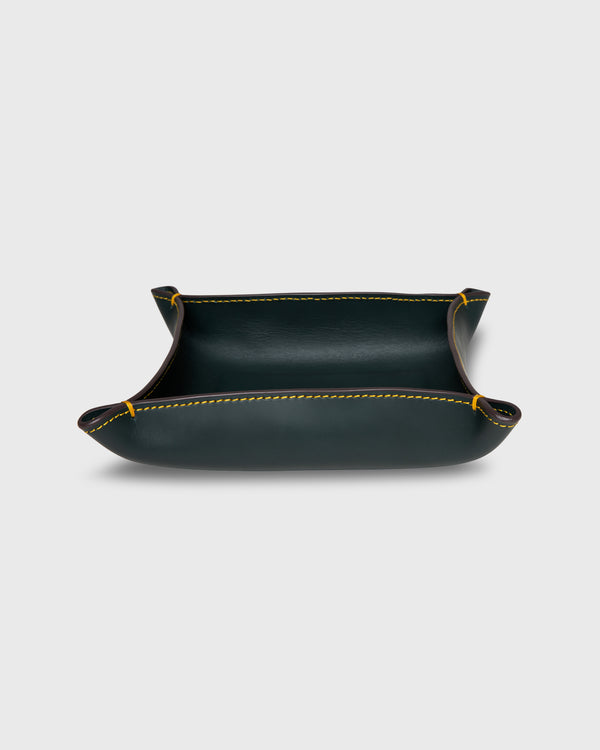 Sid Mashburn Medium Tray In Bottle Green Leather