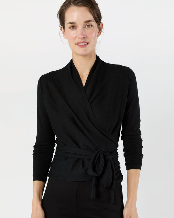 Sid Mashburn Mika Wrap Sweater In Black Cashmere