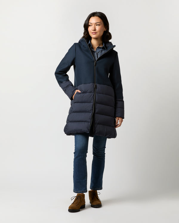 sid mashburn Mixed Media Quilted Coat in Navy