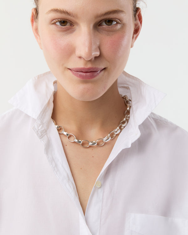 Sid Mashburn Oval Link Necklace In Sterling Silver