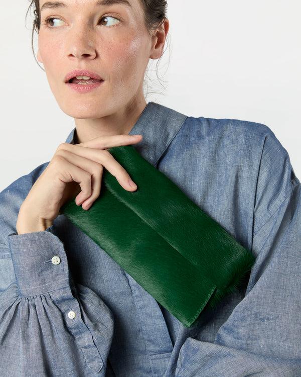 Sid Mashburn Paige Clutch In Green Calf Hair