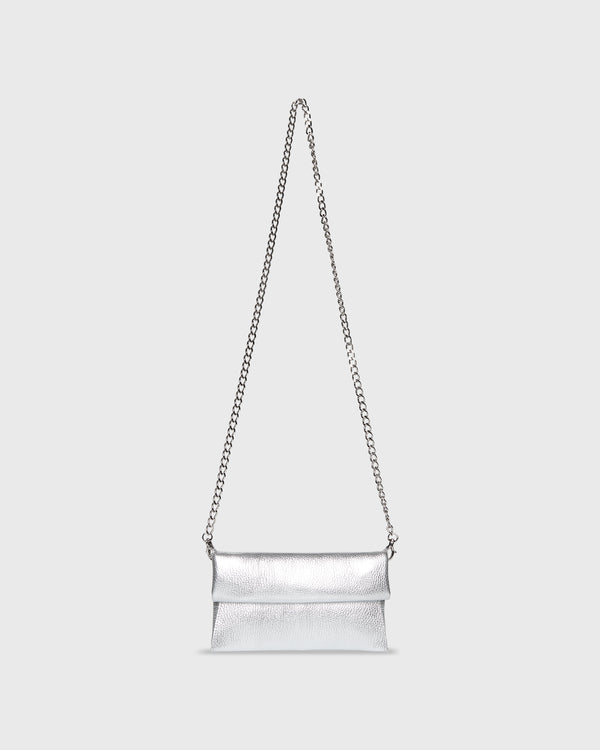 sid mashburn Paige Clutch in Silver Leather
