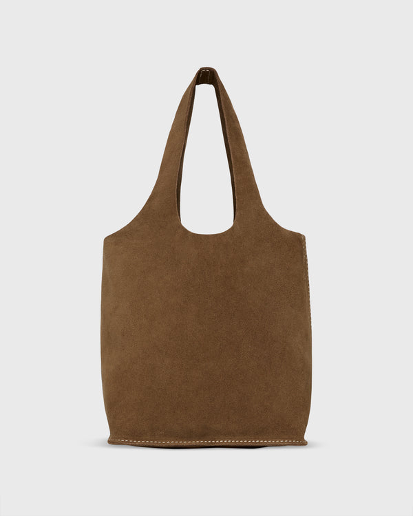 Sid Mashburn Paola Bucket Bag In Chestnut Suede