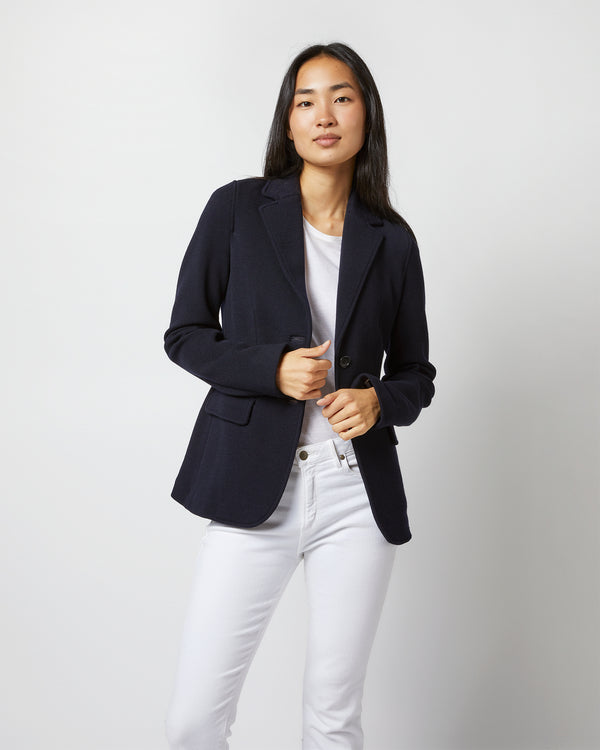 sid mashburn Parker Jacket in Navy Wool Pique Knit