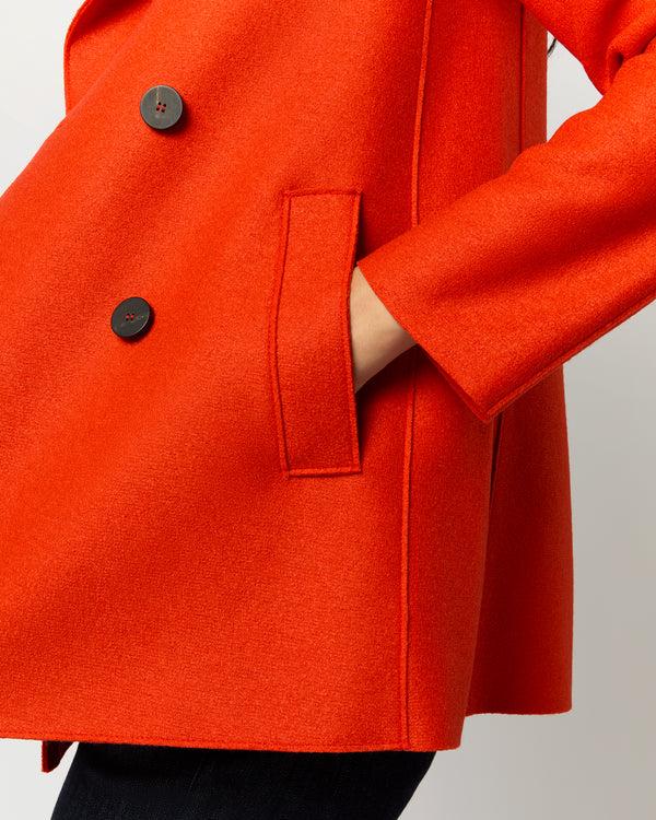 Sid Mashburn Peacoat In Red/Orange Wool