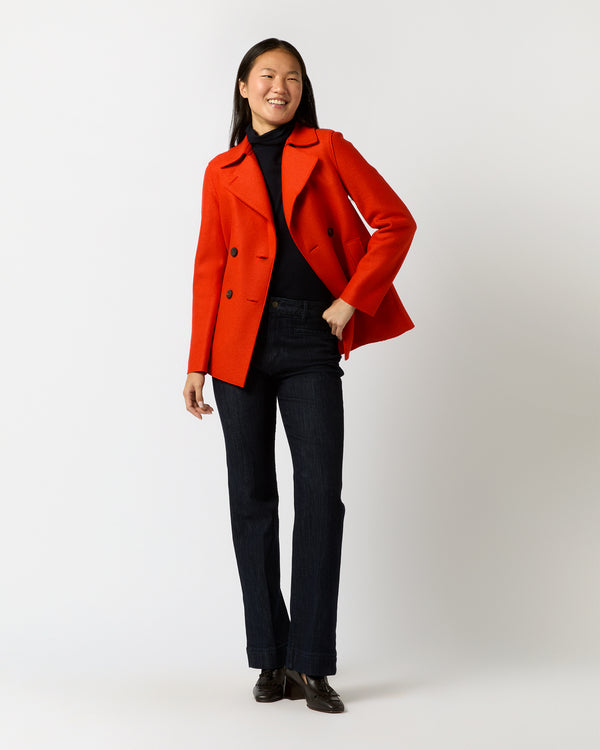 Sid Mashburn Peacoat In Red/Orange Wool