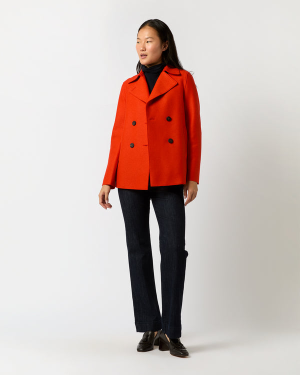 Sid Mashburn Peacoat In Red/Orange Wool