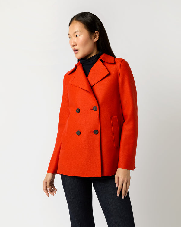 sid mashburn Peacoat in Red/Orange Wool