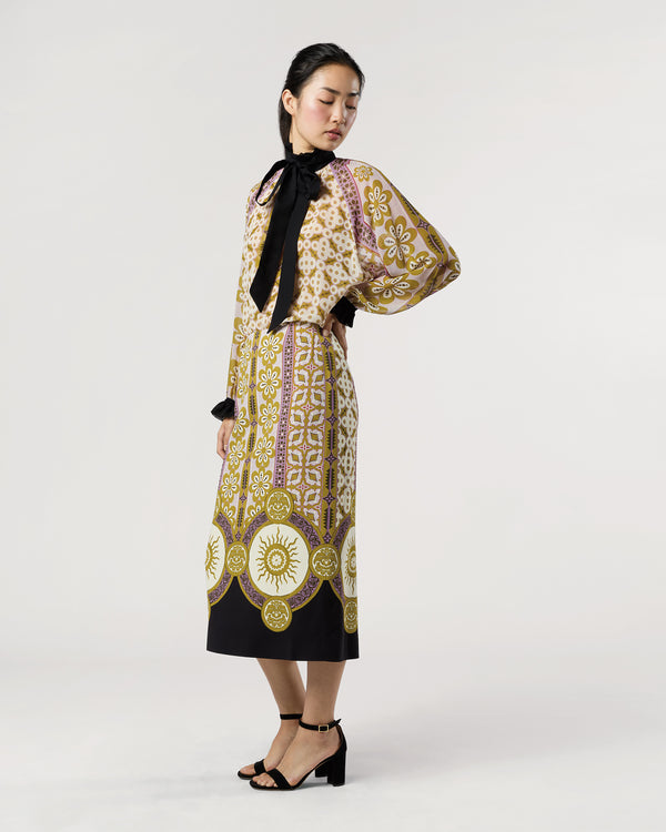 Sid Mashburn Pencil Skirt In Pagoda Satin