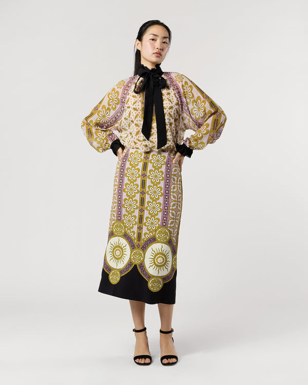 sid mashburn Pencil Skirt in Pagoda Satin