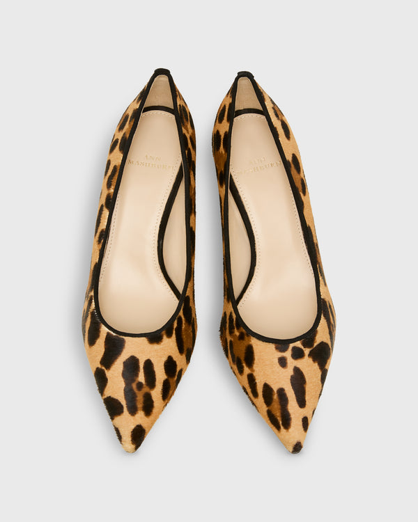 Sid Mashburn Pointed-Toe Pump In Leopard Calf Hair