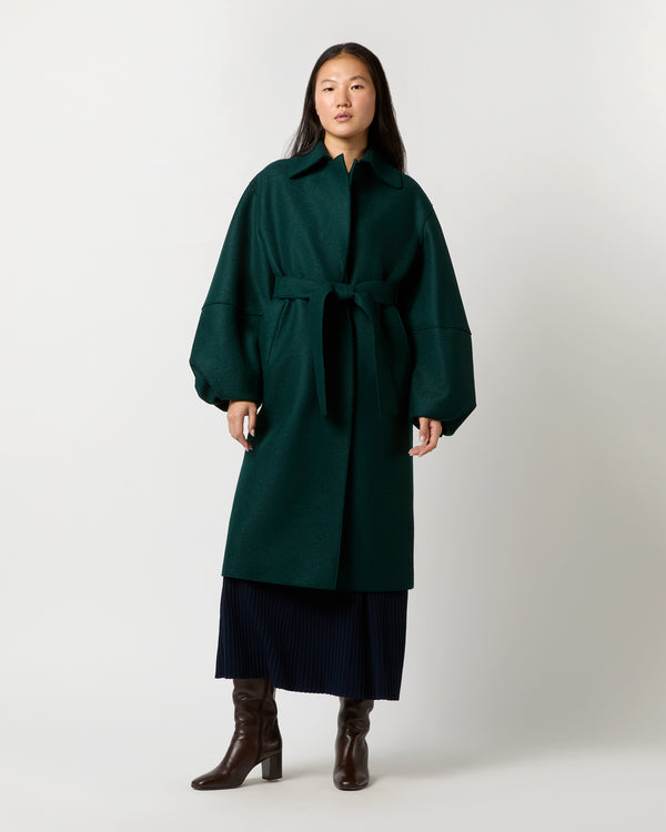 sid mashburn Puff Sleeves Coat in Bottle Green