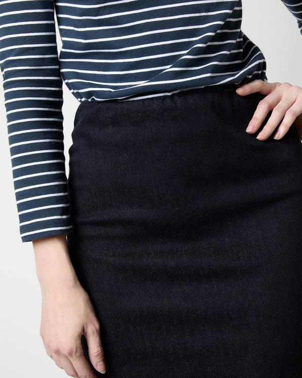 Sid Mashburn Pull-On Skirt In Indigo Stretch Denim