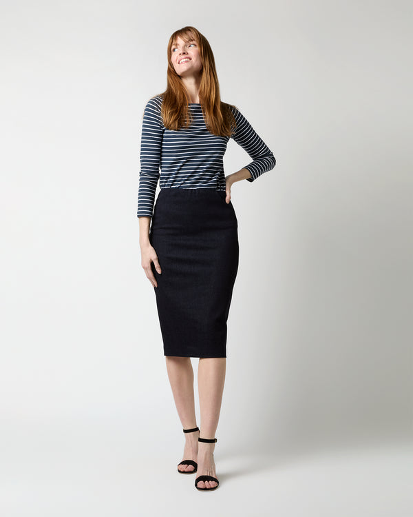 Sid Mashburn Pull-On Skirt In Indigo Stretch Denim