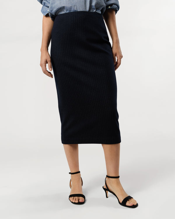 Sid Mashburn Pull-On Skirt In Navy Pinstripe Knit