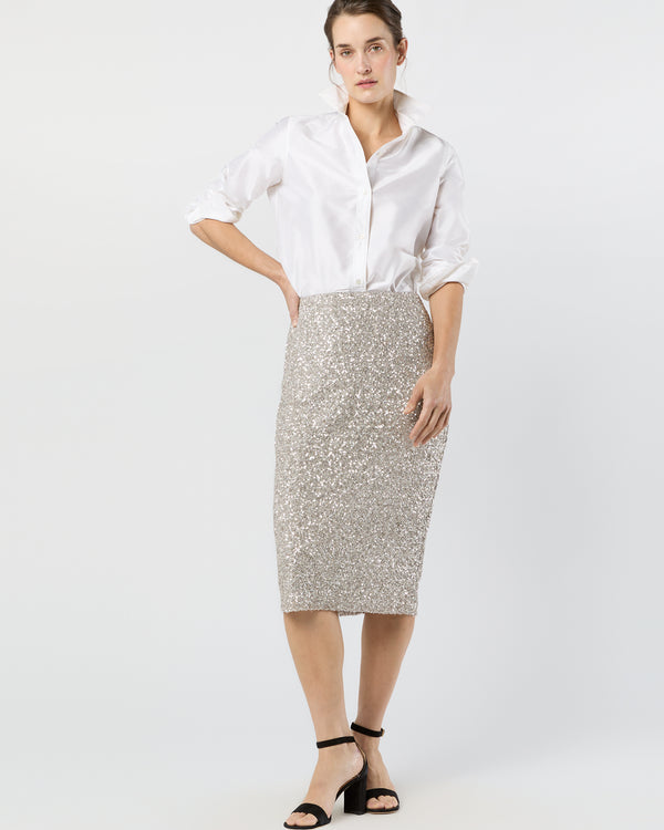 sid mashburn Pull-On Skirt in Silver Sequin