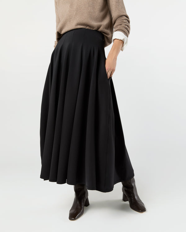 Sid Mashburn Rea High Waist Midi Skirt In Noir