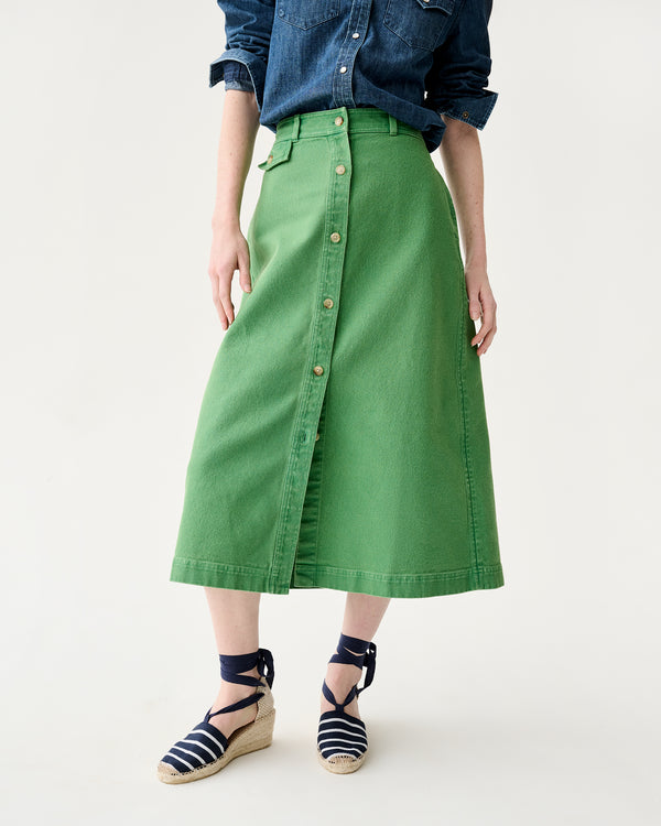 Sid Mashburn Robin Skirt In Green Stretch Canvas