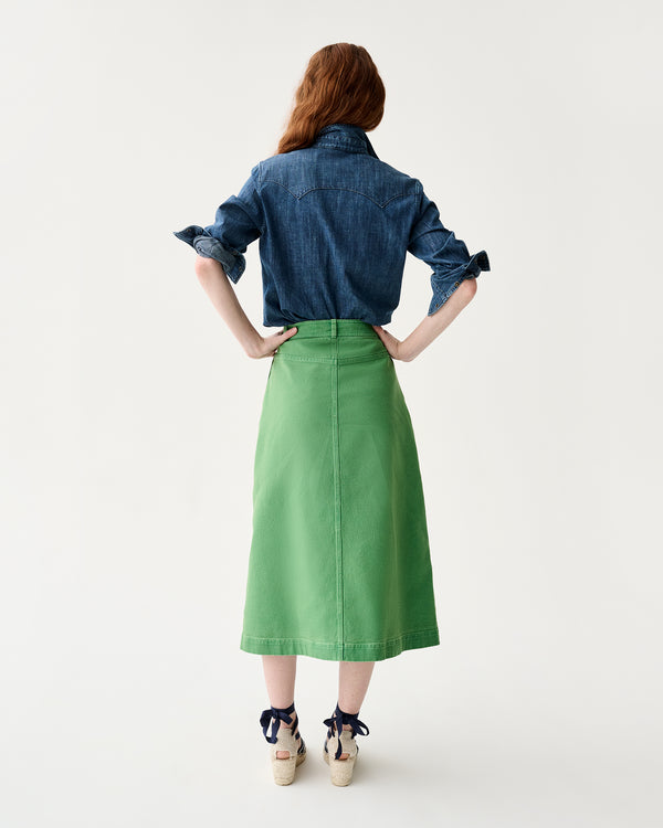 Sid Mashburn Robin Skirt In Green Stretch Canvas