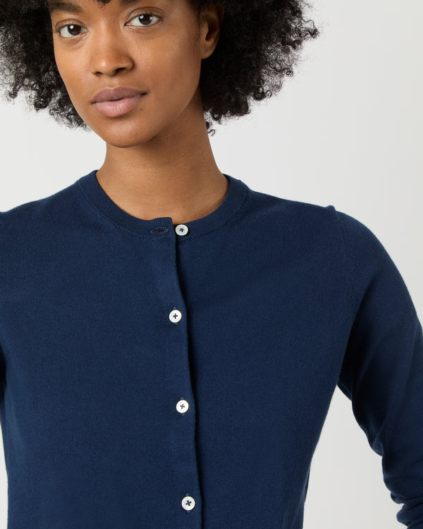 Sid Mashburn Rosie Cardigan In Navy Cotton/Silk
