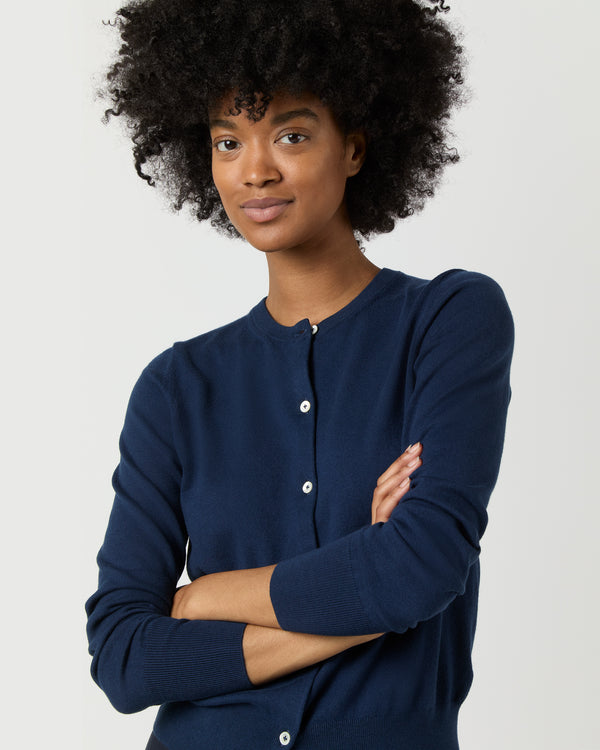 Sid Mashburn Rosie Cardigan In Navy Cotton/Silk