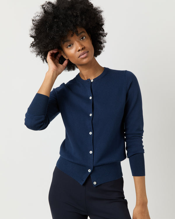 sid mashburn Rosie Cardigan in Navy Cotton/Silk