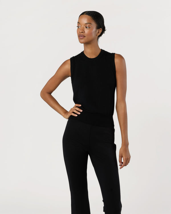 sid mashburn Rosie Shell in Black Cotton/Silk