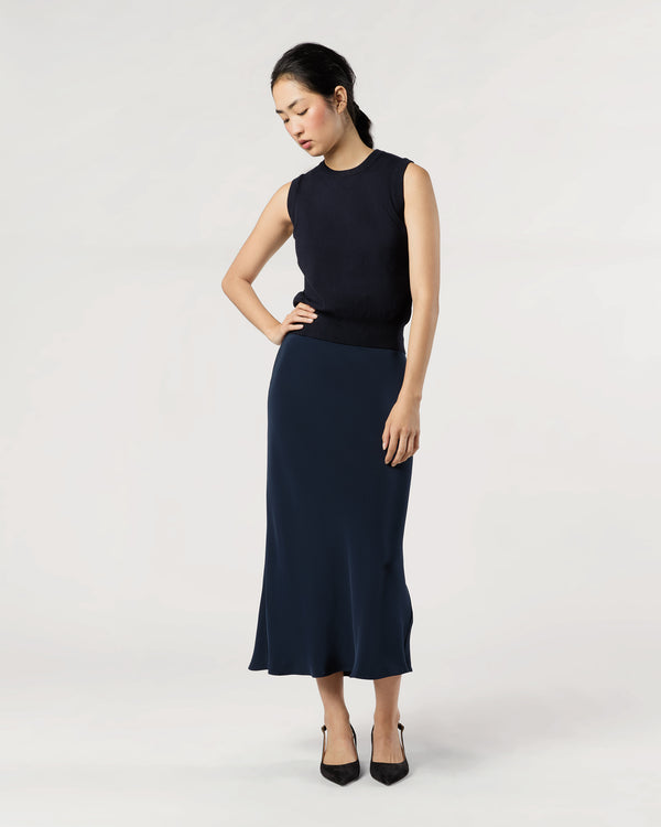 Sid Mashburn Rosie Shell In Deep Navy Cotton/Silk