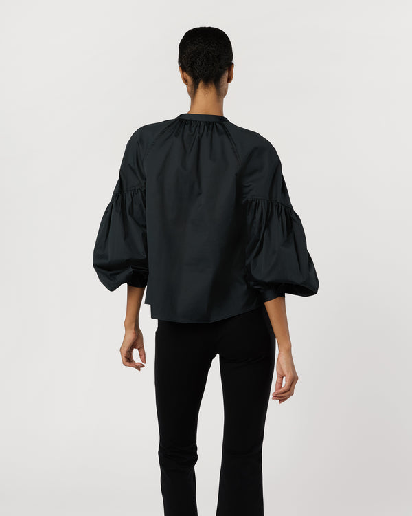 Sid Mashburn Rowena Long Sleeve Blouse In Noir