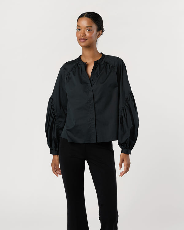 sid mashburn Rowena Long Sleeve Blouse in Noir